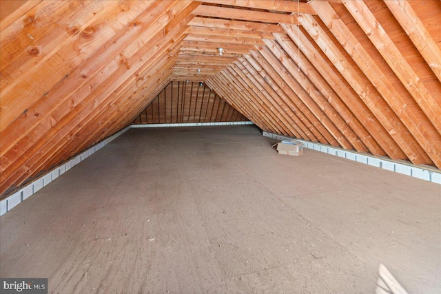 view of unfinished attic