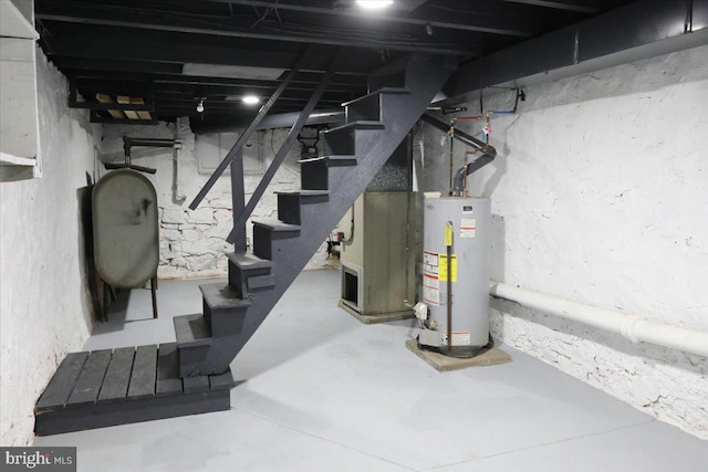 basement with gas water heater