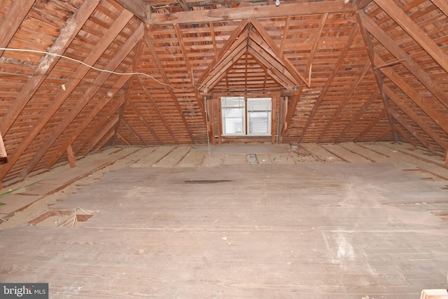 view of unfinished attic