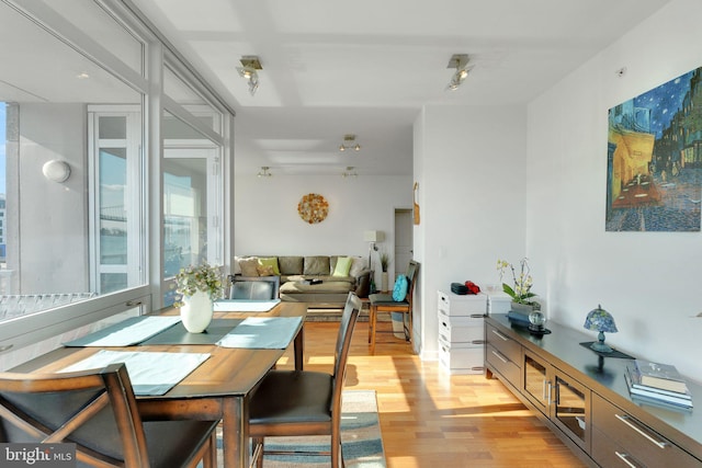 dining space featuring light hardwood / wood-style flooring