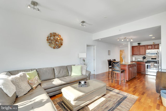 living room featuring light hardwood / wood-style flooring