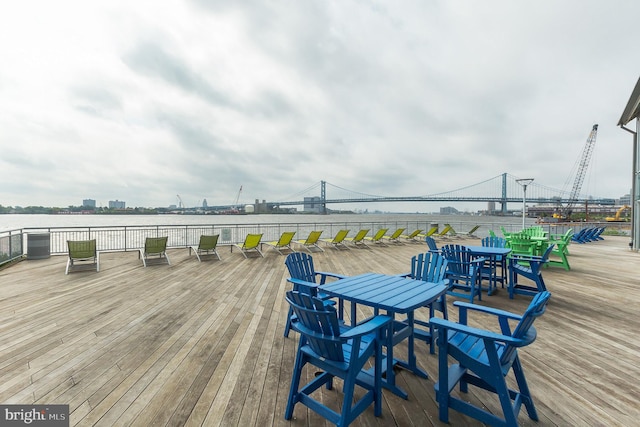 deck with a water view