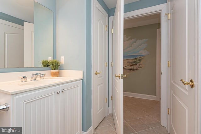 bathroom with vanity and tile patterned floors