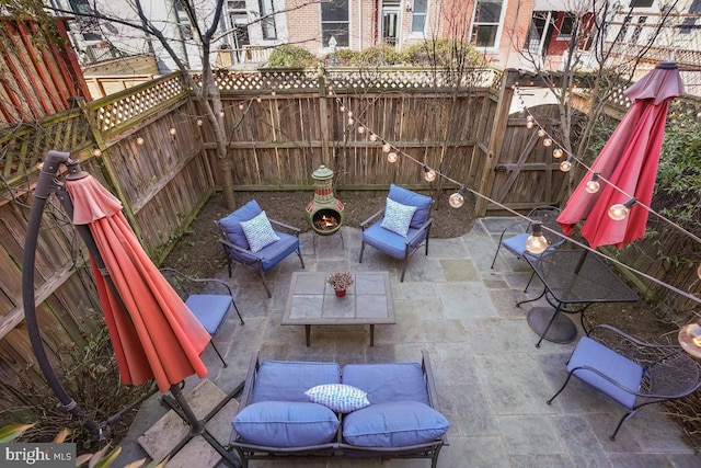 view of patio with a fenced backyard