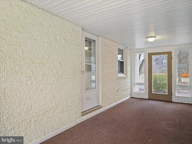 view of unfurnished sunroom