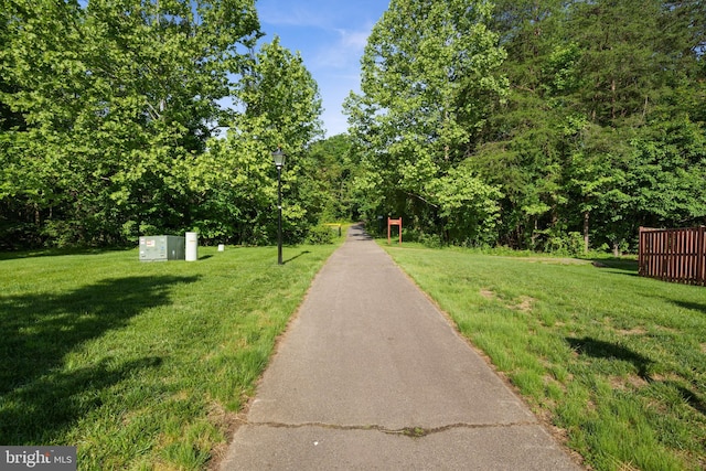 view of home's community with a yard