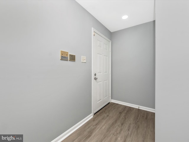 doorway to outside with hardwood / wood-style floors