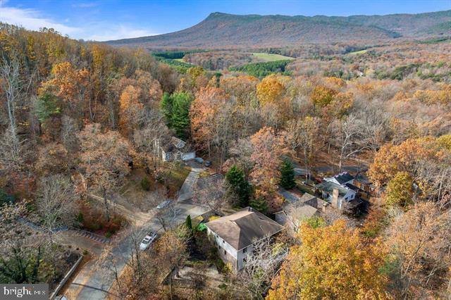 aerial view with a mountain view