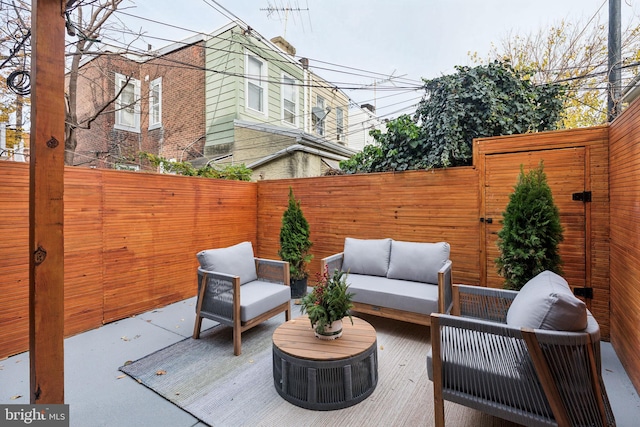 view of patio / terrace featuring an outdoor living space