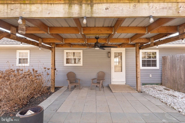 view of patio / terrace featuring ceiling fan