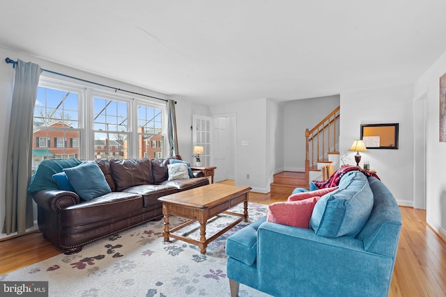 living room featuring light hardwood / wood-style floors