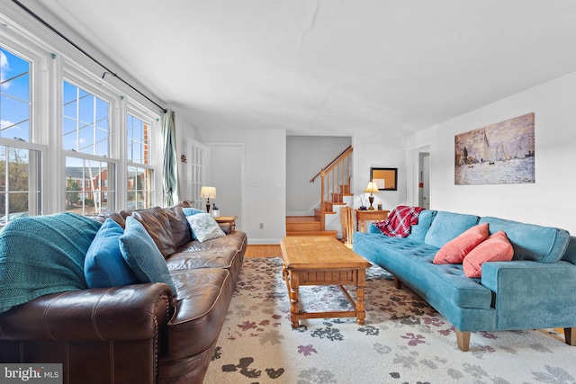 living room with wood-type flooring