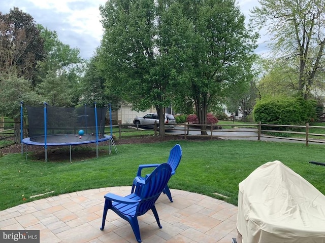 view of patio / terrace with a trampoline