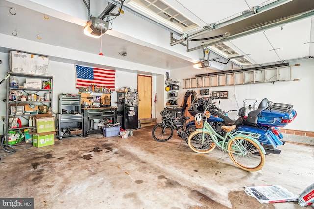 garage with a garage door opener