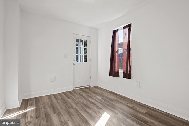 spare room featuring wood-type flooring