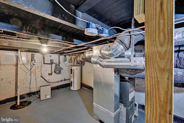 basement featuring water heater