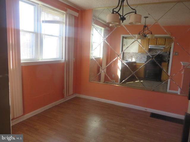 unfurnished dining area with hardwood / wood-style flooring and a wealth of natural light