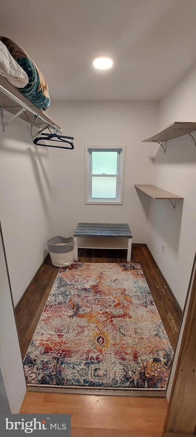 walk in closet featuring dark hardwood / wood-style floors