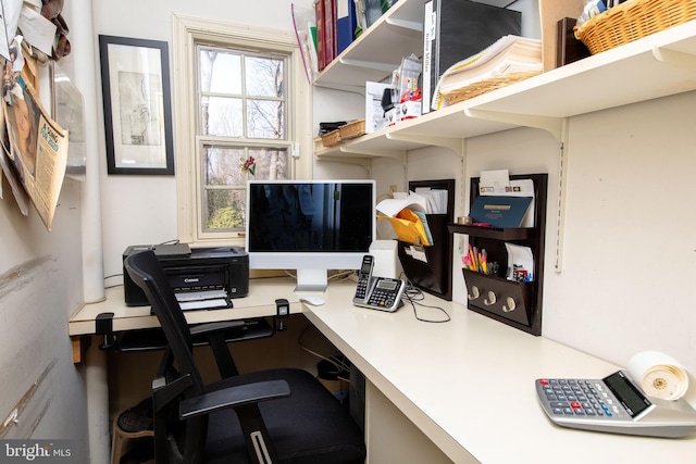 home office featuring built in desk