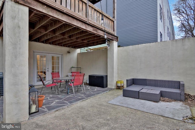 view of patio / terrace featuring french doors and an outdoor hangout area