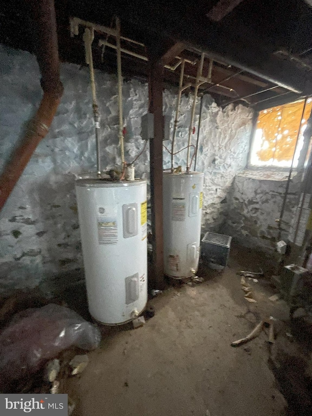 utility room with electric water heater