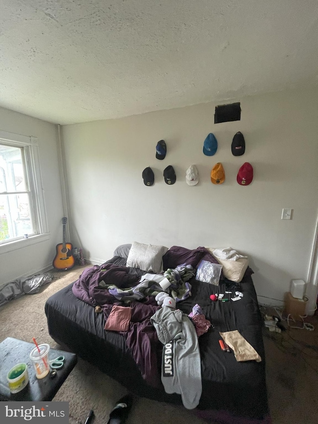 bedroom featuring a textured ceiling