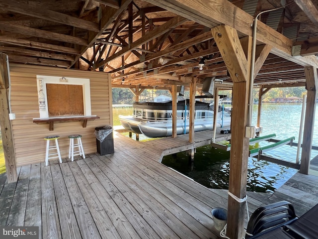 view of dock featuring a water view