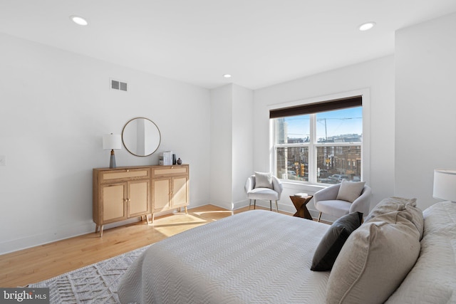 bedroom featuring light hardwood / wood-style flooring