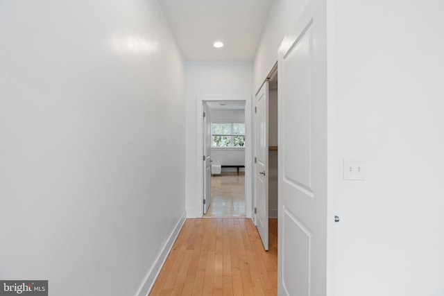 hall with light hardwood / wood-style flooring