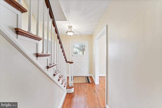 doorway featuring light hardwood / wood-style floors