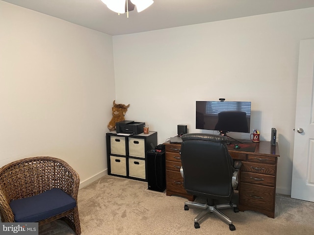 view of carpeted office space