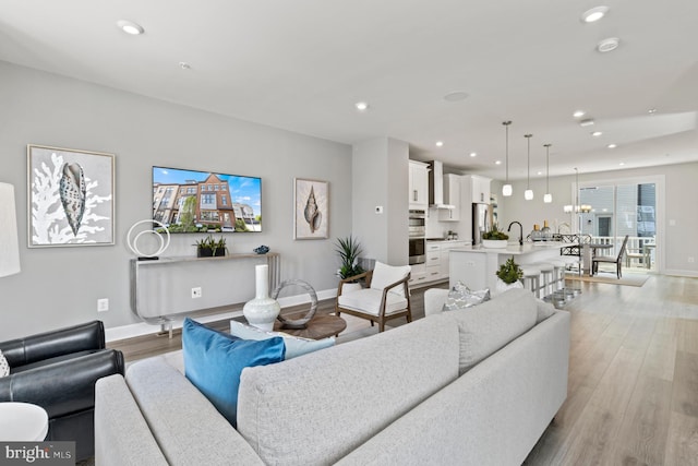 living room featuring light hardwood / wood-style floors