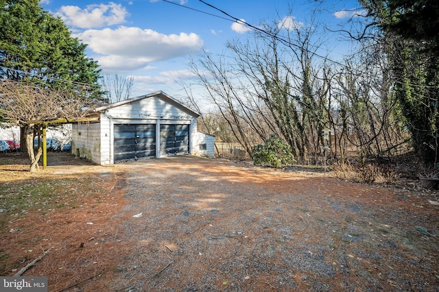 view of detached garage