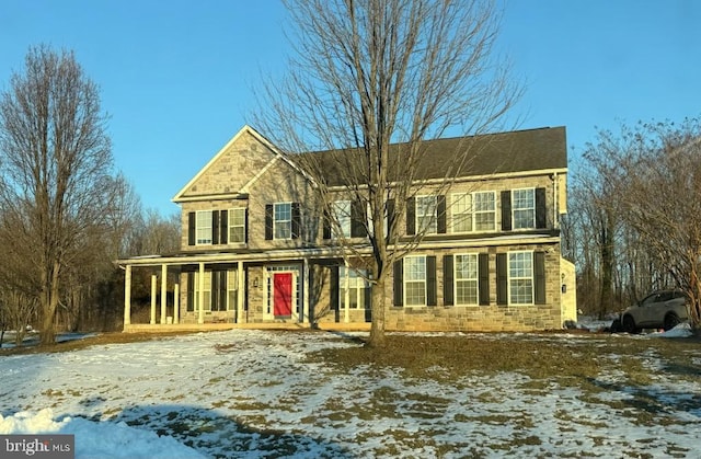 view of front facade featuring covered porch