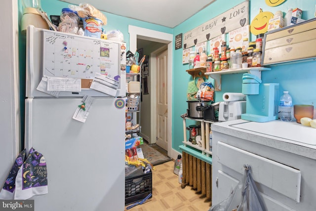 kitchen with white fridge