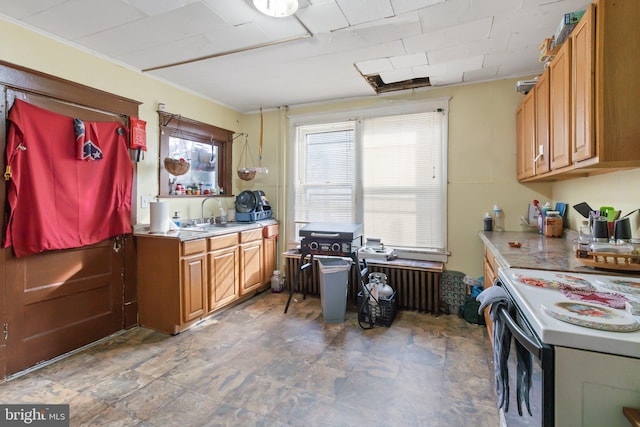 kitchen featuring sink and white electric range