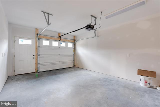 garage with a garage door opener