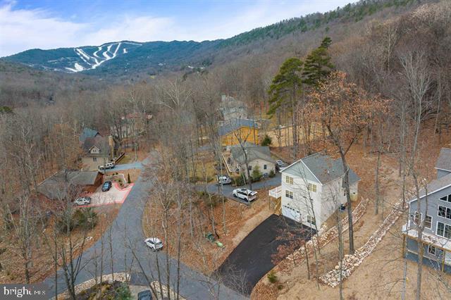 drone / aerial view with a mountain view