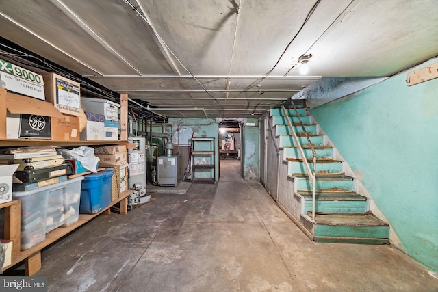 basement featuring water heater