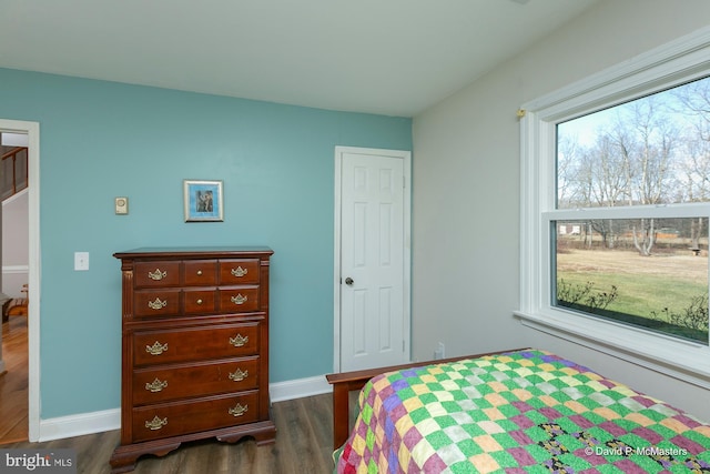 bedroom featuring dark wood-type flooring