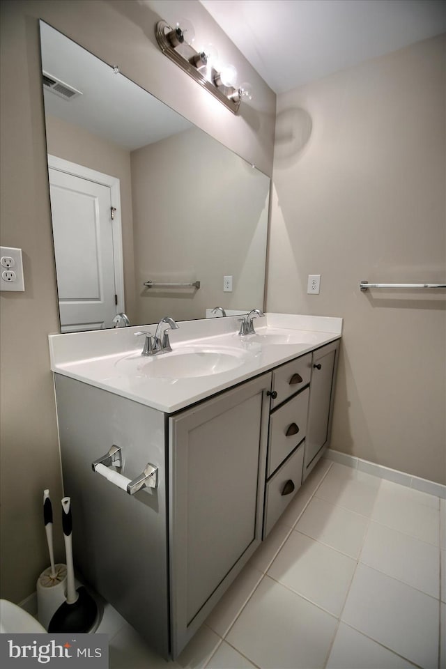 bathroom featuring vanity and tile patterned flooring