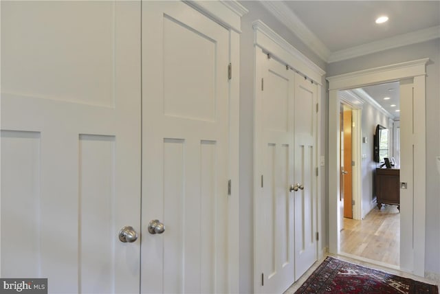 corridor with crown molding