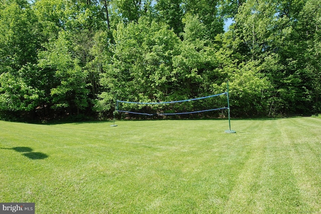 view of home's community featuring a yard and volleyball court