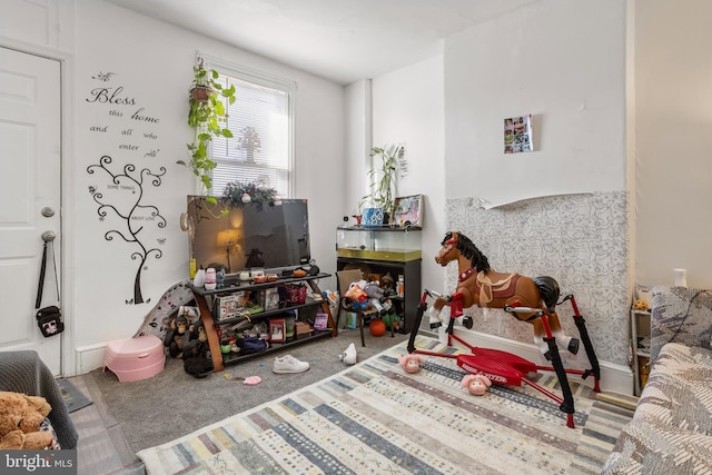 sitting room featuring carpet