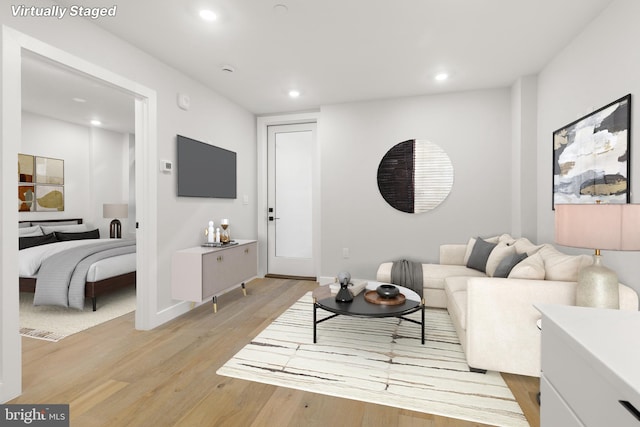 living room featuring light wood-type flooring