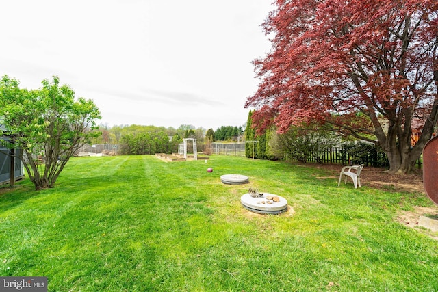 view of yard with a fenced backyard