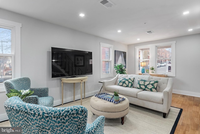 living room featuring light hardwood / wood-style floors