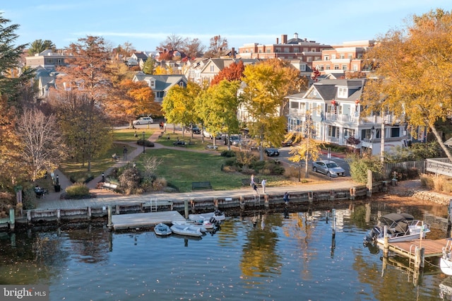 view of water feature featuring a boat dock