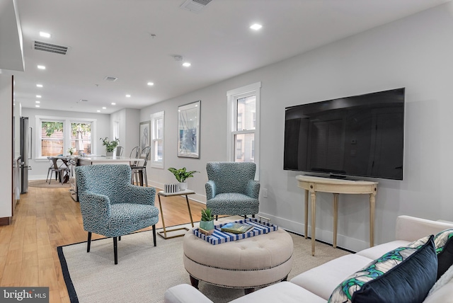 living room featuring light hardwood / wood-style flooring