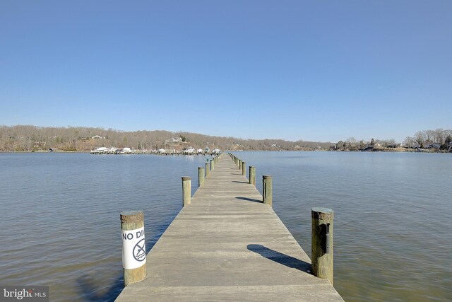 view of dock featuring a water view